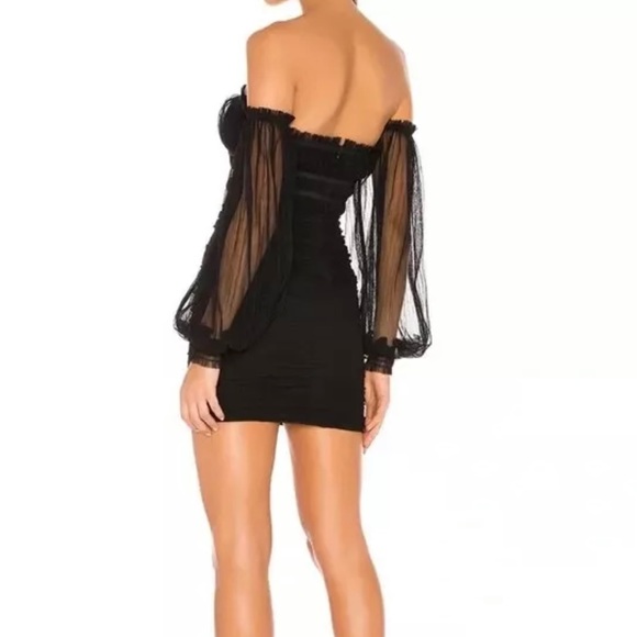 Majorelle Zata Mini Dress Black Ruched Long Sleeve Off Shoulder small REVOLVE - Picture 3 of 8